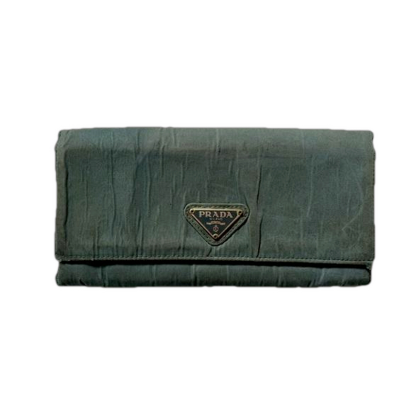 Prada Handbags - Vintage Nylon PRADA wallet double snap (blue navy denim color)